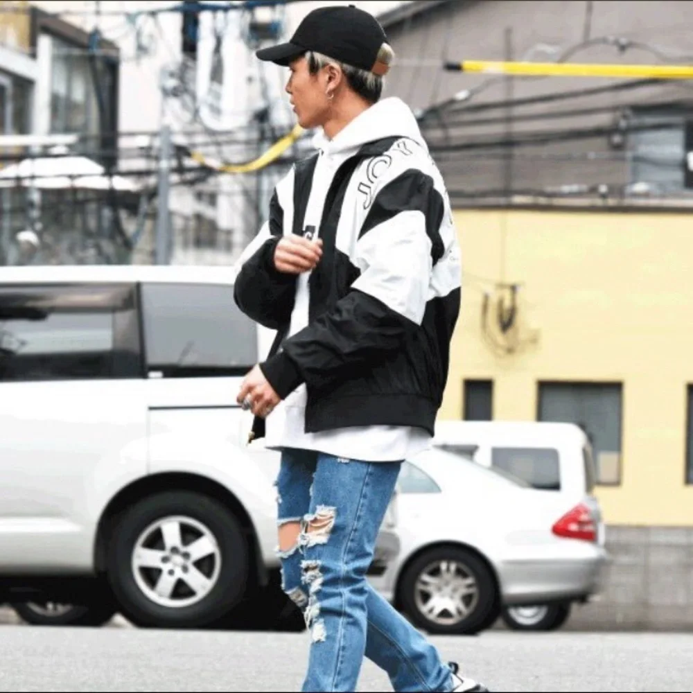 joyrich Size S Rec Color Block Jacket Windbreaker Black White Streetwear - Picture 2 of 11